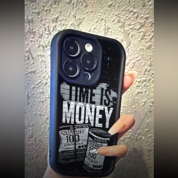 iPhone 12 -Black 'Time is Money' Phone Case - Picture 4 of 4